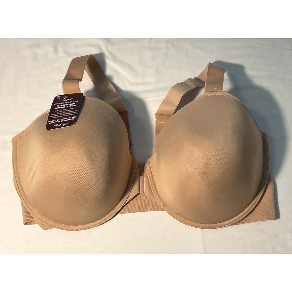 Paramour by Felina Marvelous Side Smoother Front Close Bra 44G Nude 155149